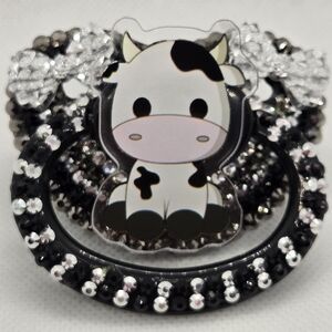 Cute Cow Kids Pacifier with Black and White Accents